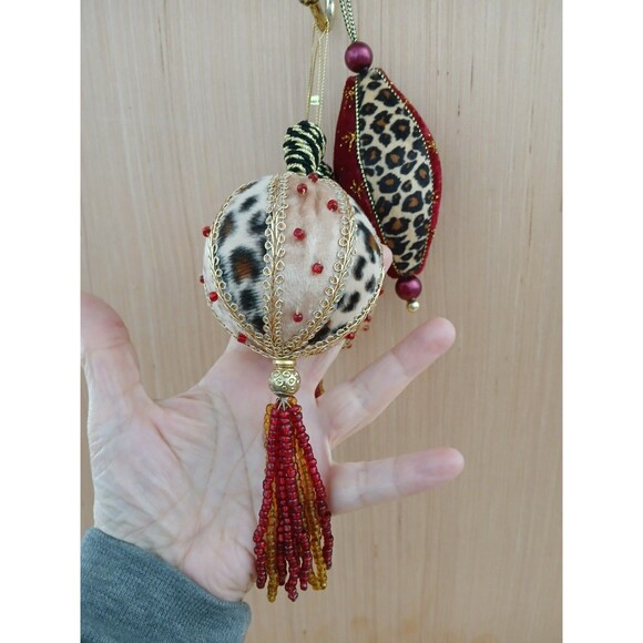 Fabric & Tassels Set of 3 Christmas Ornaments Holiday Tree Decoration - Picture 3 of 7